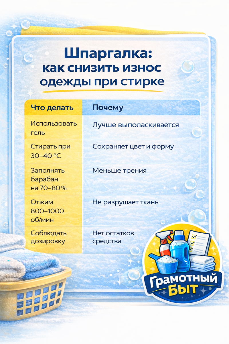 Шпаргалка: как снизить износ одежды при стирке