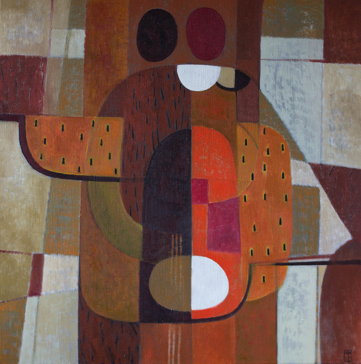 Щепина Е.А. Серия "Абстрактные силуэты", картина "Ожидание". Никаких фигур нет, но мы их видим.