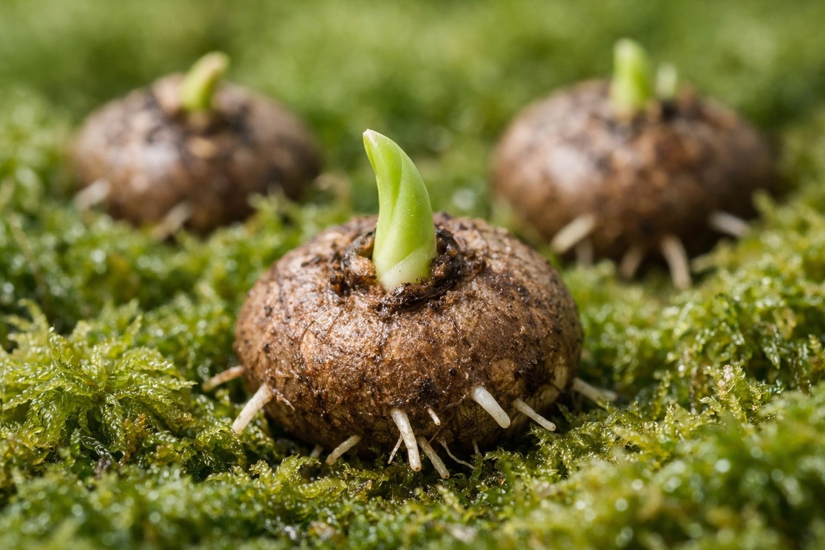 Клубень алоказии во мху