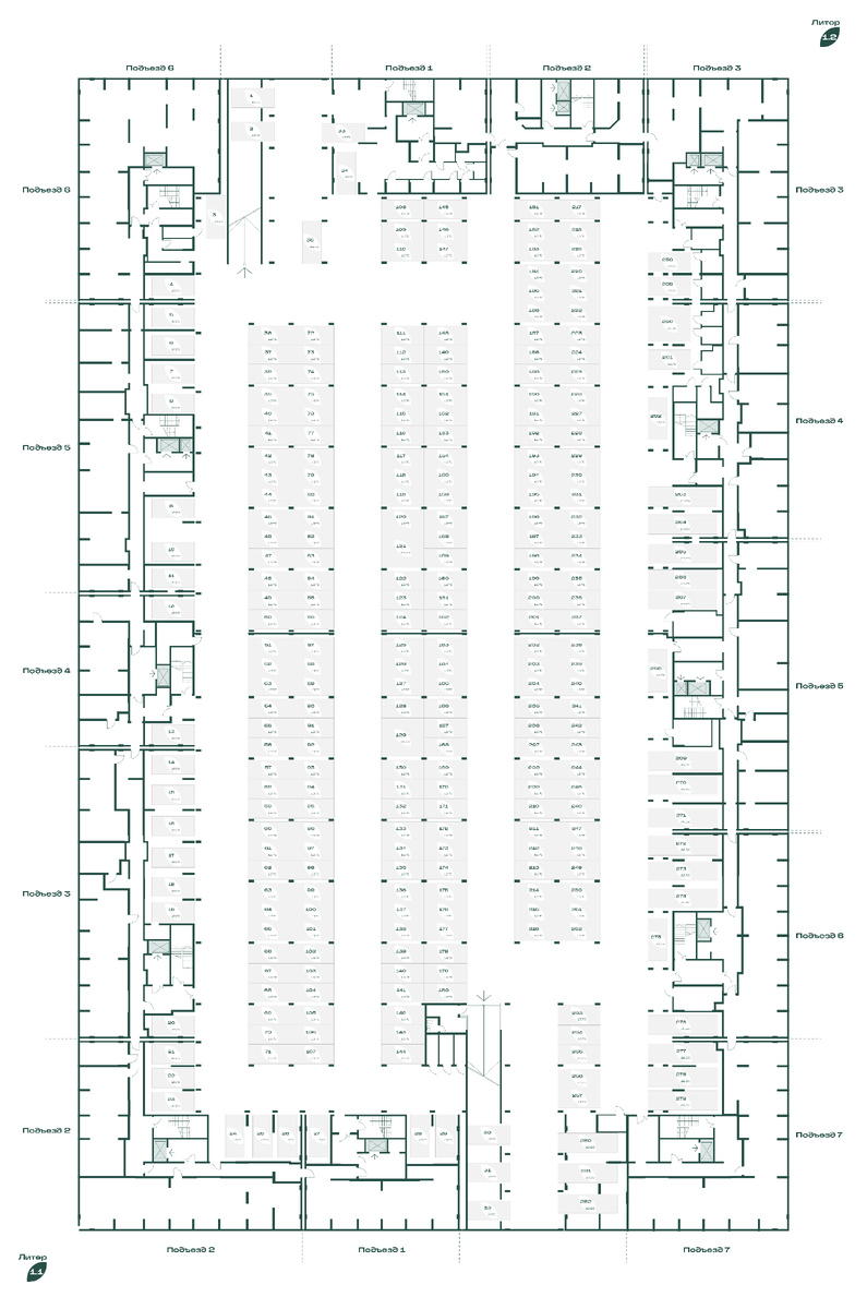 Раскладка подземного паркинга в первом "кубике" в ЖК Ботаника