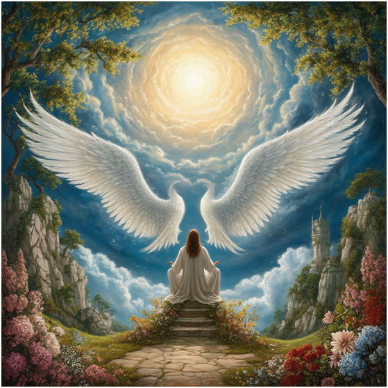 Сгенерировано ИИ-  порог-граница с Небесами.