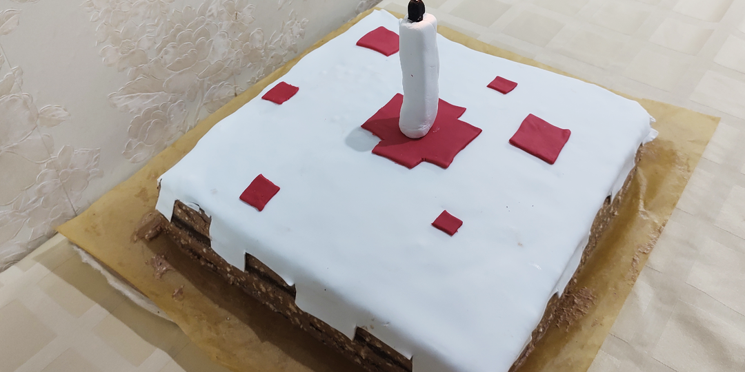 Торт как в Minecraft | идея простого оформления торта в стиле Майнкрафт