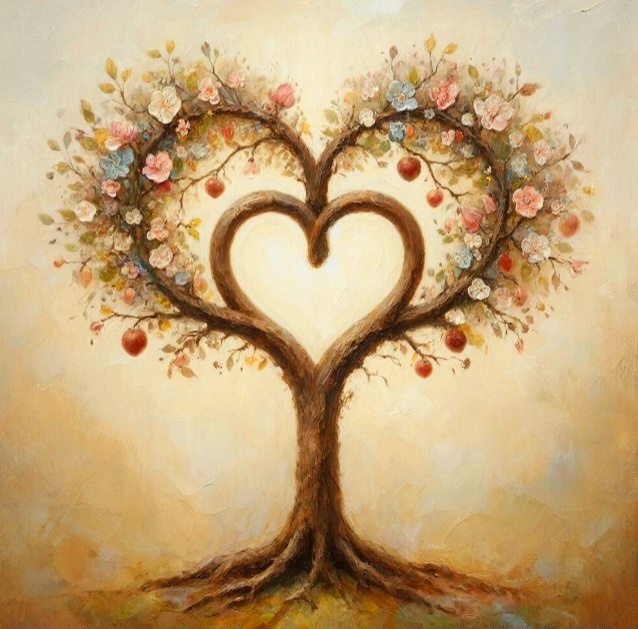 Существует несколько версий возникновения символа любви и брака - сердца, но точное происхождение его изображения неизвестно. Верность и любовь супругов, единство и непрерывность их союза символизируют обручальные кольца. 