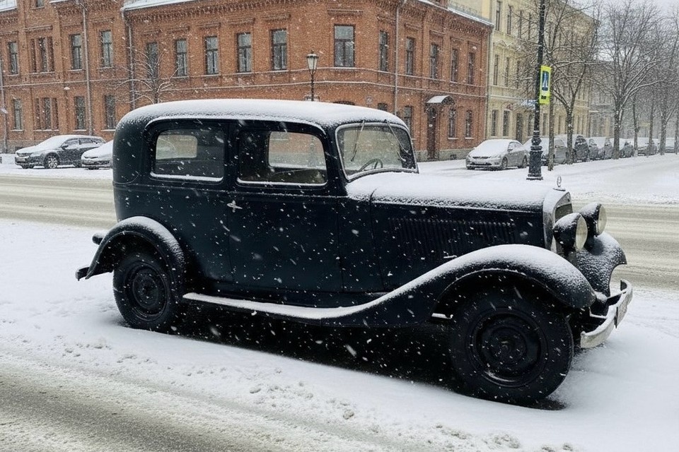    В Новосибирске продают раритетный Mercedes-Benz. Фото: Ангелина ВАЙГЕЛЬ / Нейросеть