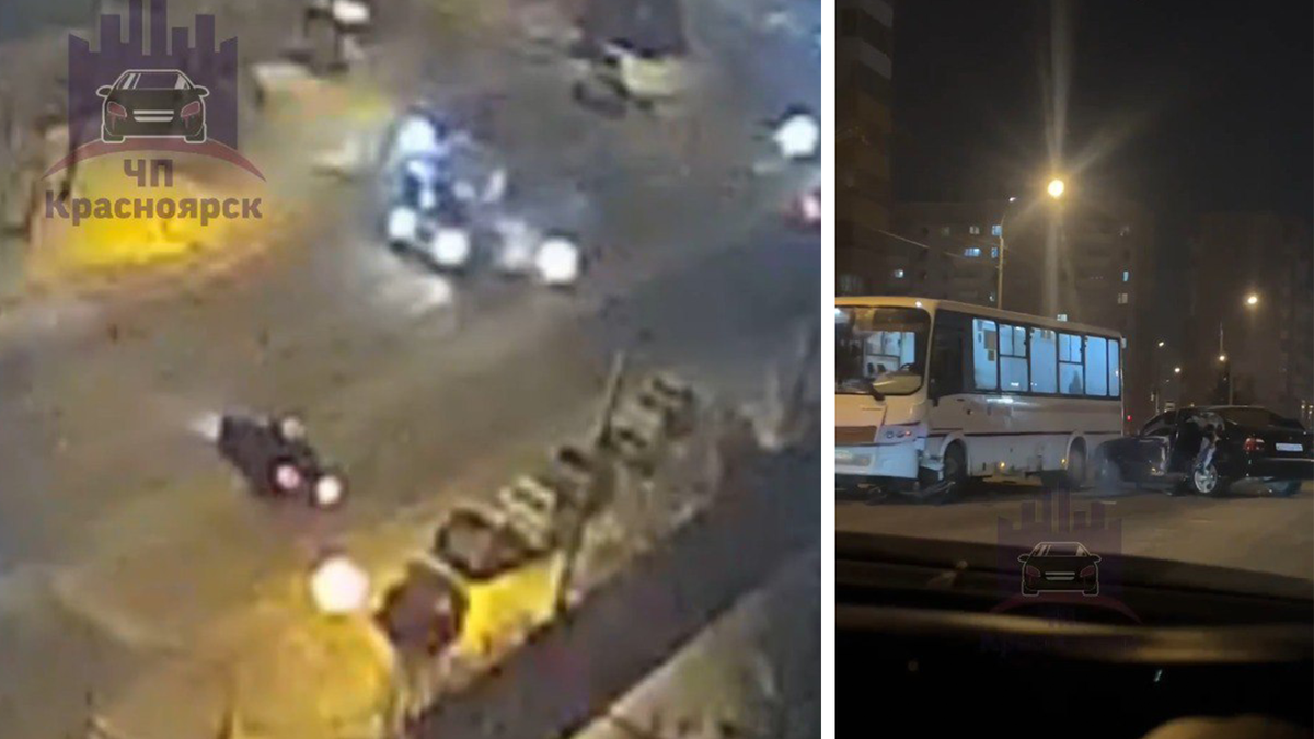     Красноярец за рулём BMW устроил дрифт на Линейной и врезался в автобус