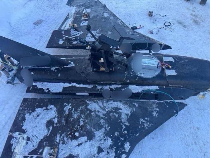 Обнаруженный противником дрон «Гербера» в варианте носителя FPV-дрона, источник Телеграм-канал Военный Осведомитель