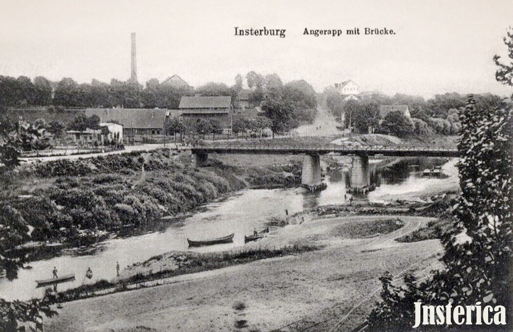 Инстербург, 1915 г. Вид на автомобильный мост через Ангерапп на Театерштрассе. Фото взято из интернета.