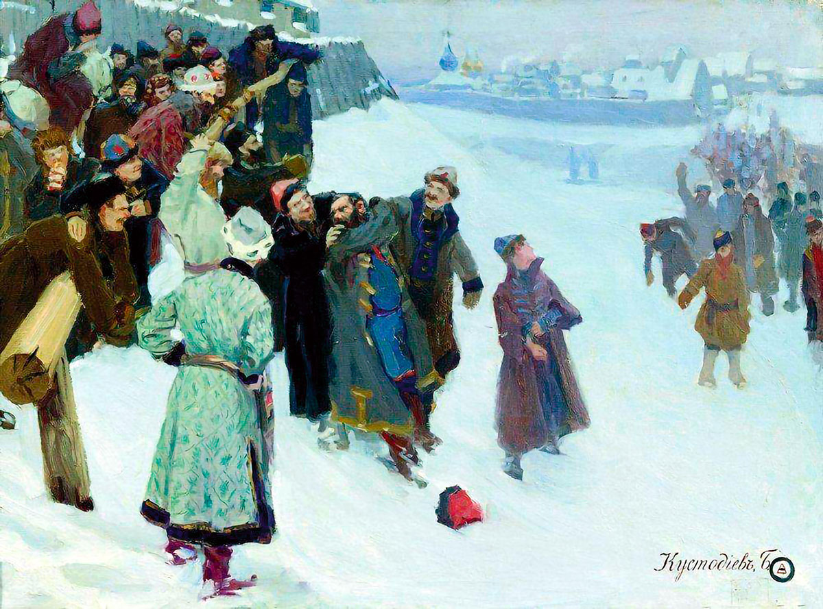 Б.М. Кустодиев. «Кулачный бой на Москва-реке»