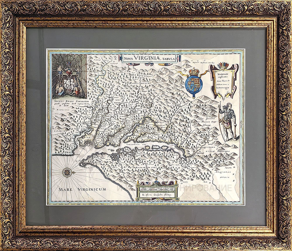 Антикварная карта Вирджинии «Nova Virginia tabula», новые территории Нидерландов в Северной Америке, 1690-е. Фото с нашего сайта dvaveka.ru