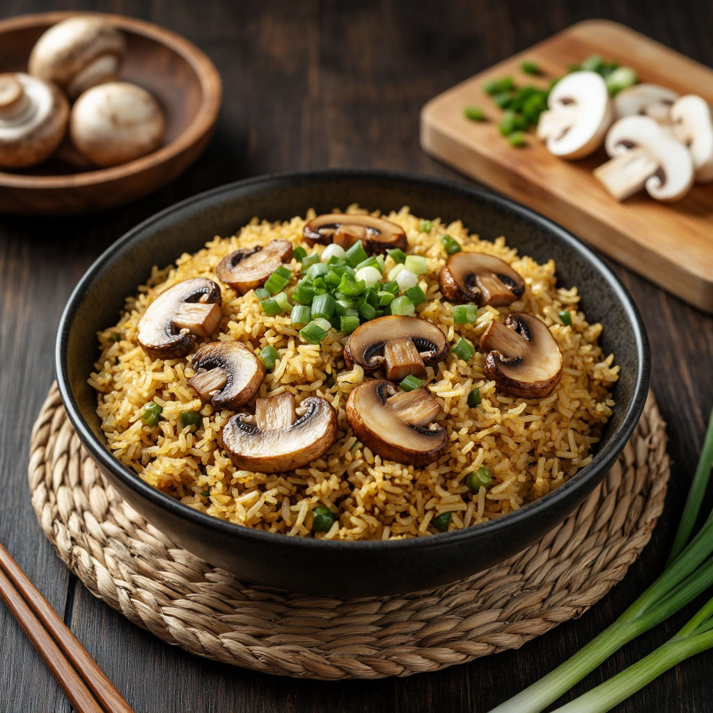 Лимонный рис с шампиньонами и зеленью: лёгкий гарнир с ярким вкусом 🍋