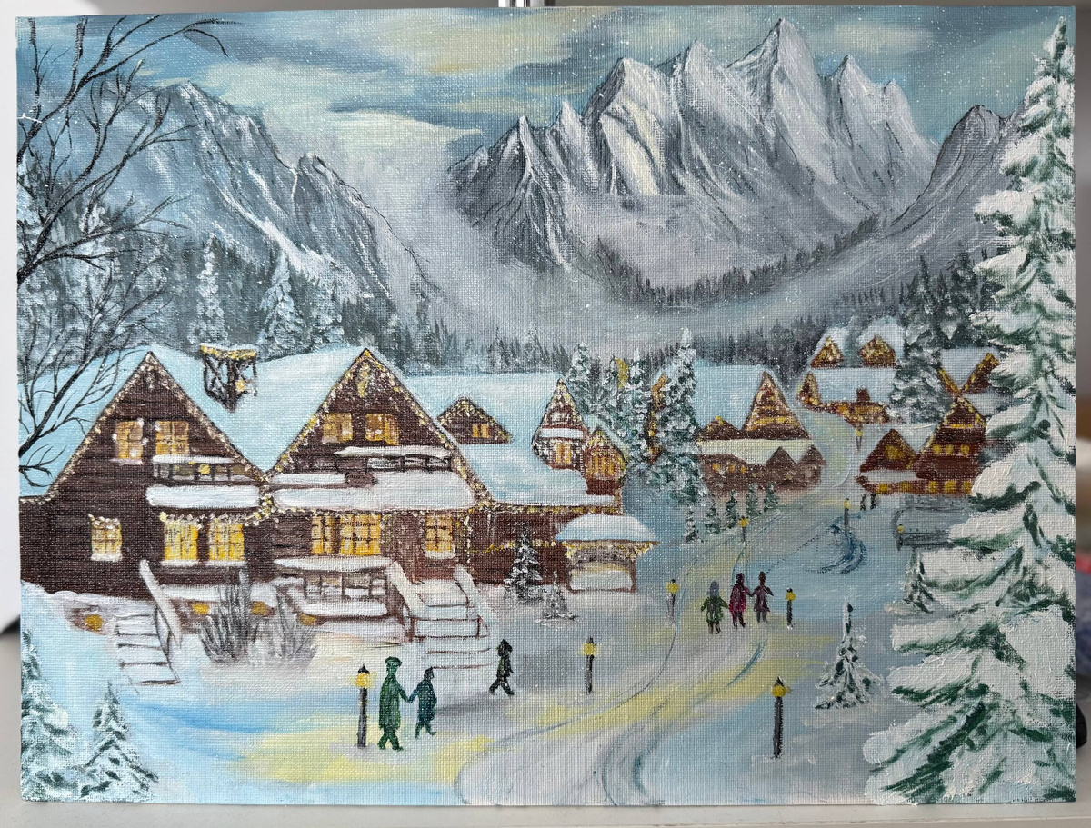 Каникулы в горах. Масло, холст на картоне, 30*40. 