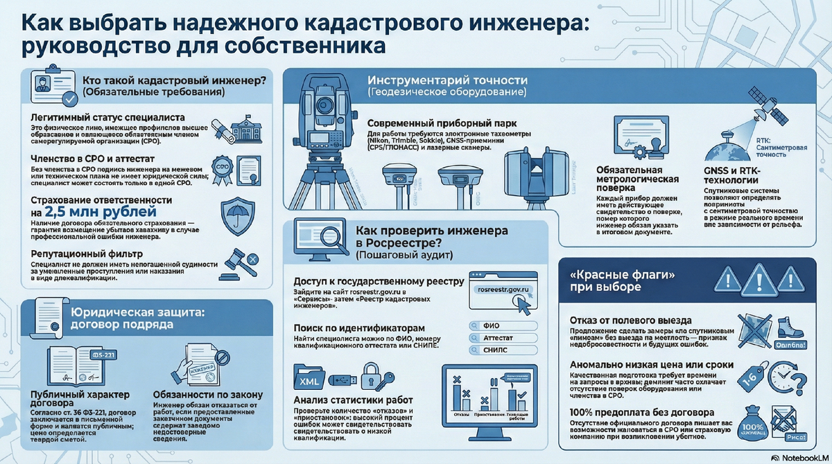 Инфографика как выбрать кадастрового инженера