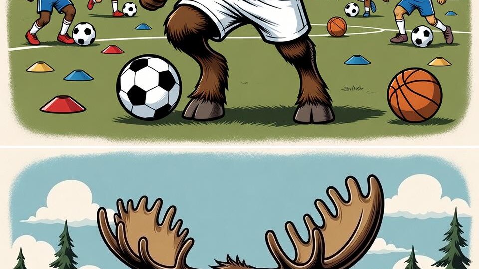 Тест на внимательность. Лось-тренер и футбольная команда. 5 отличий.