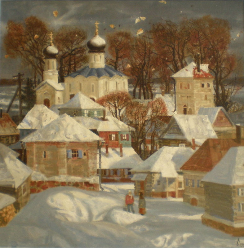 © Александр Белов. Зимний вечер. Холст, масло. 110 х 105см.  2008.