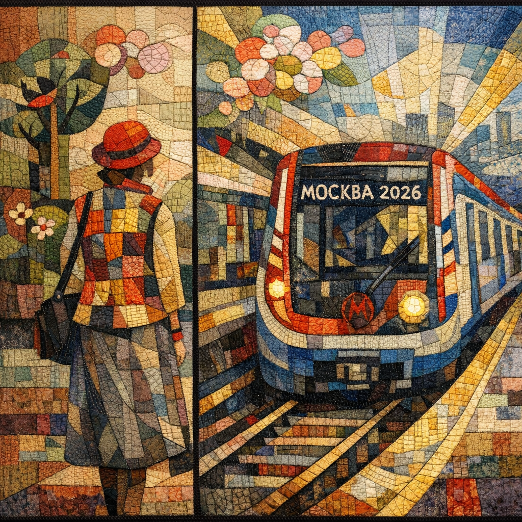 Проект панно "Лоскутница в метро"