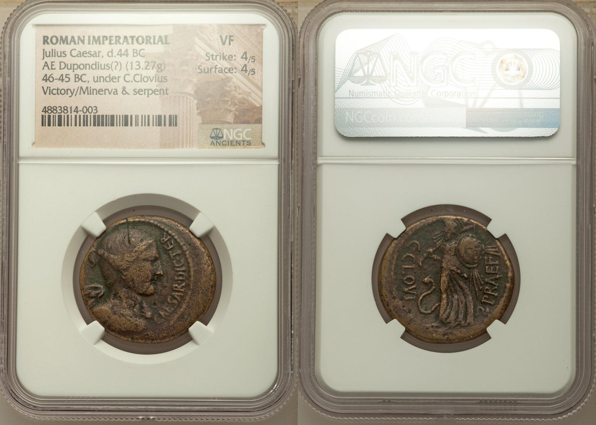 Монета дупондий Гая Юлия Цезаря