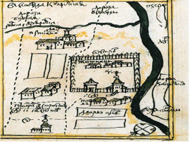 План Куяровской слободы из «Служебной чертежной книги» - один из трех атласов, составленных сибирским изографом С.У. Ремезовым и его сыновьями кон. XVII — нач. XVIII в.