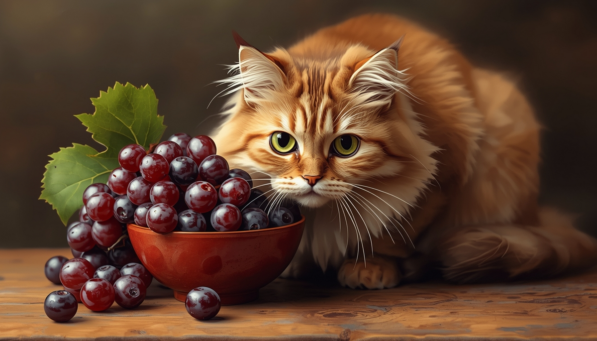 Кошка с виноградом 
