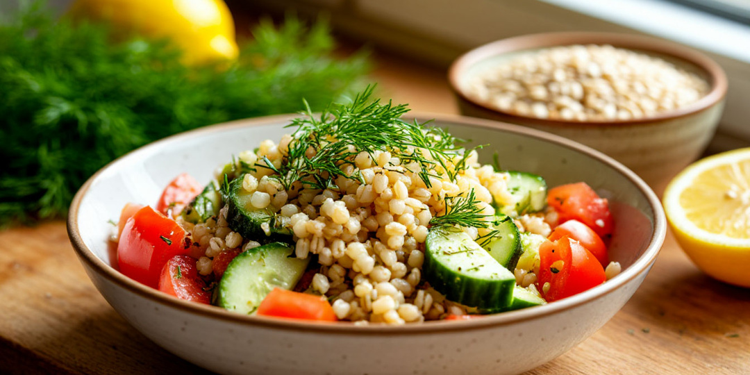 🥗 Ливанский салат Табуле по-казански: вместо булгура — перловка, вместо петрушки — укроп.