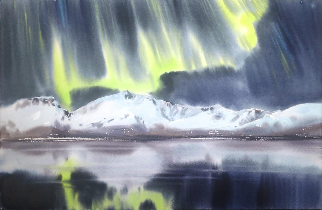 Работа акварелью  Анны Михайловой к курсу "Арктика"