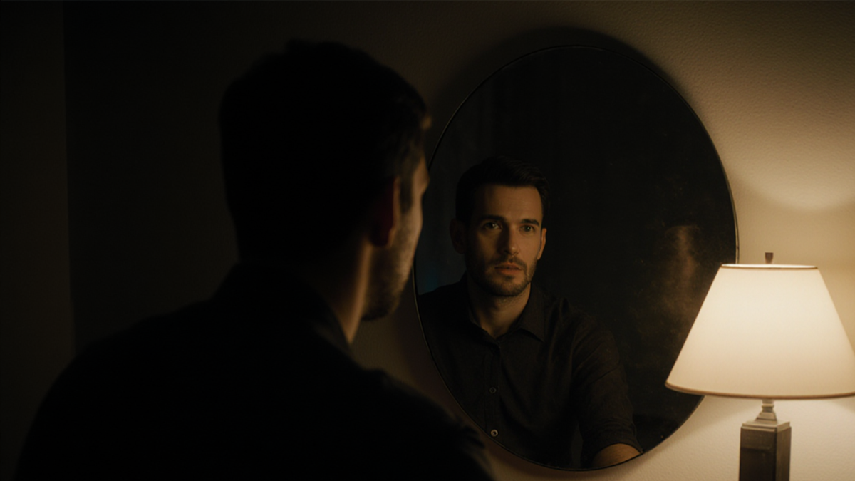 лицо было обычным: чуть уставшие глаза, тень щетины