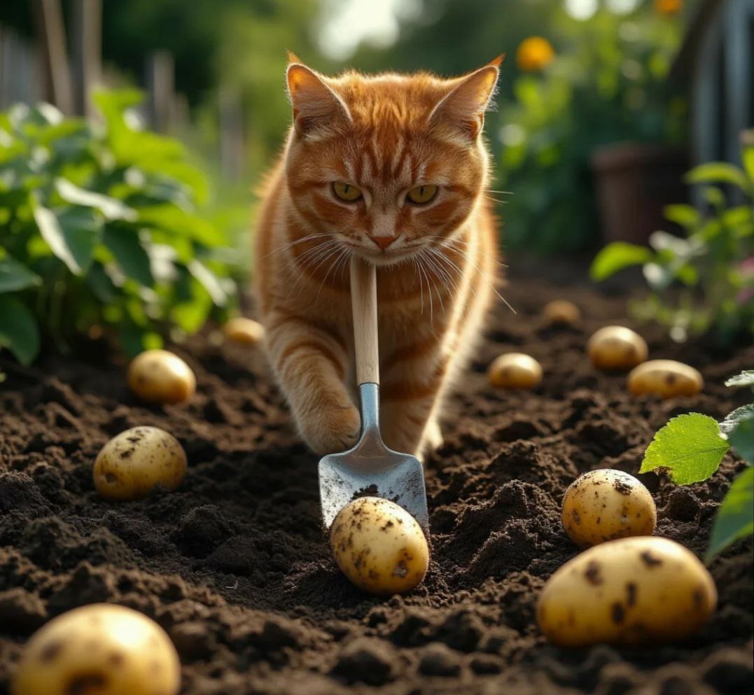 Кот на огороде