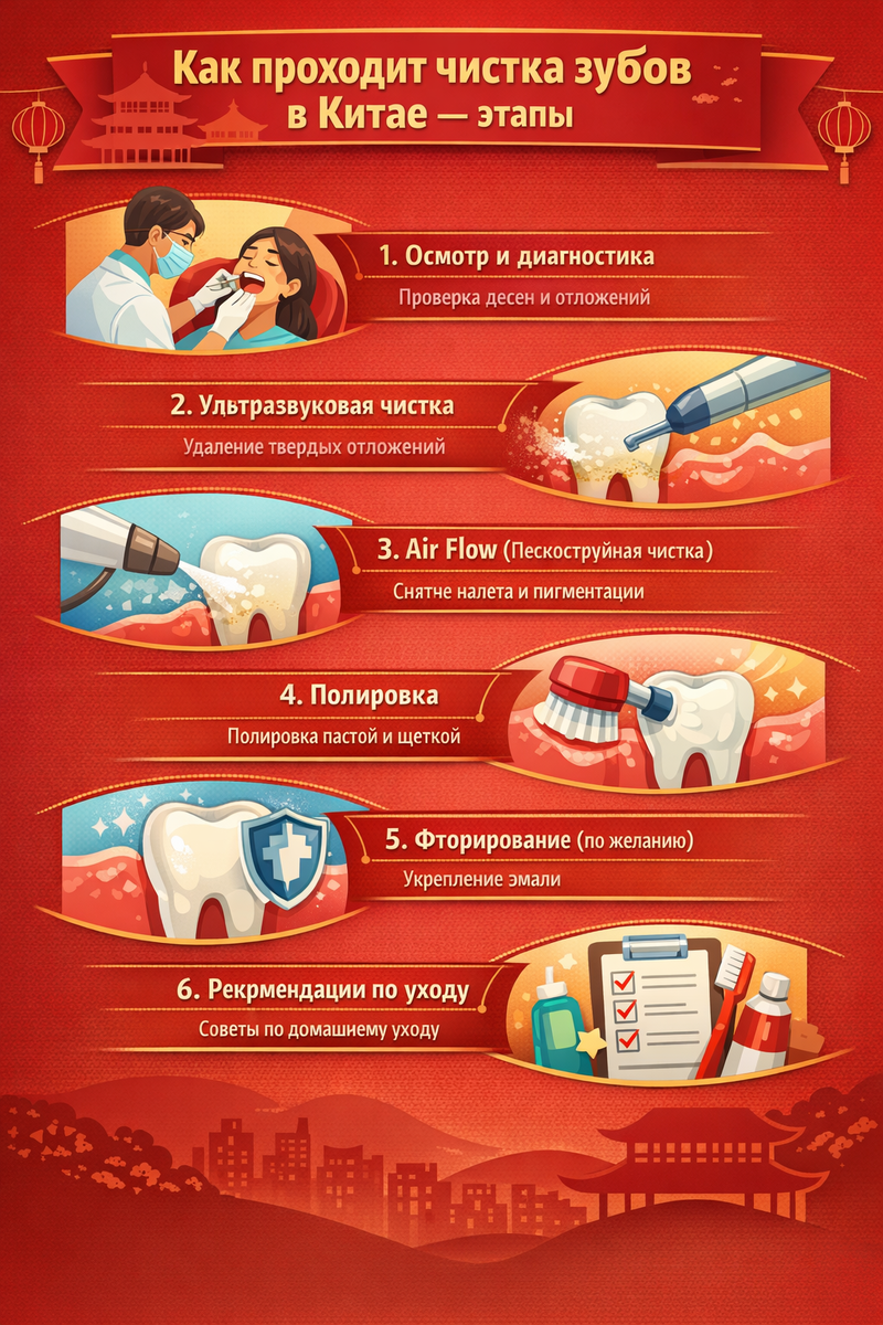 Как проходит чистка зубов в Китае ― этапы

