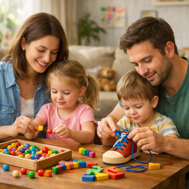 Развитие мелкой моторики через шнуровку и бусины