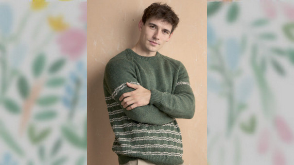 Пуловер-реглан с двухцветным узором