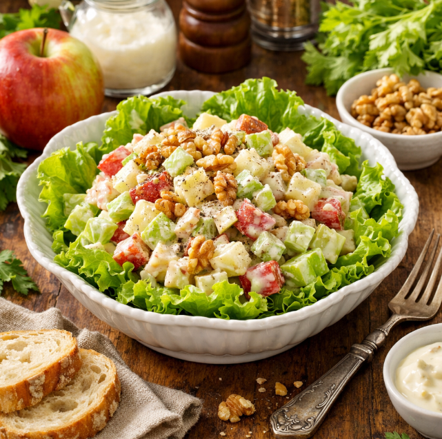 Салат «Вальдорф» — знаменитая классика с яблоками, сельдереем и орехами рецепты от Дарики
