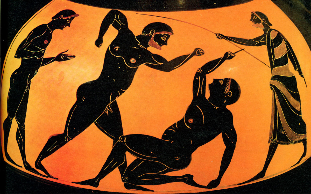   Соревнования по панкратиону — древнегреческому виду единоборств, изображенные на античной вазеRevgearsports