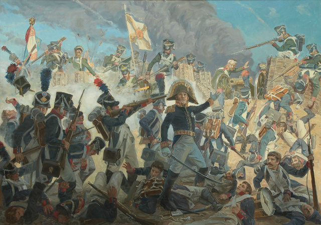 В коллекции Студии военных художников имени М. Б. Грекова есть картина С. Н. Трошина «Бородинское сражение. 26 августа 1812» (2013). На картине изображено Бородинское сражение — крупнейшая битва Отечественной войны 1812 года, одно из самых кровопролитных сражений XIX века. Оно состоялось 26–27 августа (7–8 сентября по нов. ст.) в 125 км к западу от Москвы у села Бородино. В ожесточённой схватке сошлись русская армия под командованием генерала от инфантерии М. И. Голенищева-Кутузова и Великая армия императора французов Наполеона Бонапарта. На картине показаны, например, моменты боя в Семёновском овраге с участием всех родов войск — пехоты, кавалерии, артиллерии. Ссылка: https://www.grekovstudio.ru/gmedia/_-_-_-_26_1812-_2013_-_-_-_120_170-jpg Гренадерская рота 2-го батальона Астраханского гренадерского полка под командованием майора И. П. Фриберга находилась в составе 1-го сводного гренадерского батальона 2-й сводно-гренадерской дивизии генерал-майора графа М. С. Воронцова 8-го пехотного корпуса генерал-лейтенанта Бороздина Михаила Михайловича 1-го в составе 2-й Западной армии генерала от инфантерии князя Багратиона Петра Ивановичаи почти полностью погибла в сражении при Бородине. Фриберг (Фридберг) Иван Петрович — майор Астраханского гренадерского полка, командир сводного гренадерского батальона 2-й гренадерской дивизии. 26 августа 1812 года был ранен в сражении при Бородино в правую ногу пулей. За отличие в сражении 21 ноября 1812 года произведён в подполковники. Фриберг — будущий командир Астраханского гренадерского полка (с 1 июня 1815 по 30 августа 1818).