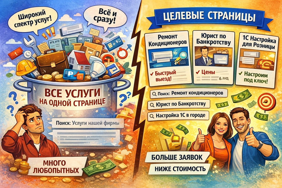Продвижение услуг: почему “одна страница на всё” часто не продаёт 