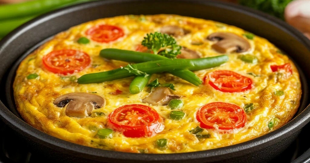 Омлет с овощами в аэрогриле за 15 минут — пышный, нежный и без масла