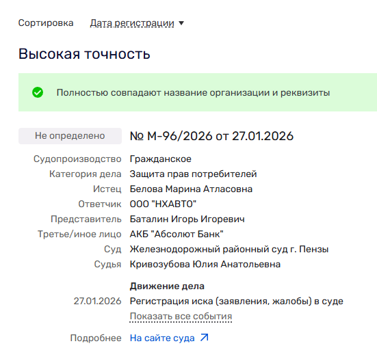 Судебное дело в отношении ООО "Нхавто" 