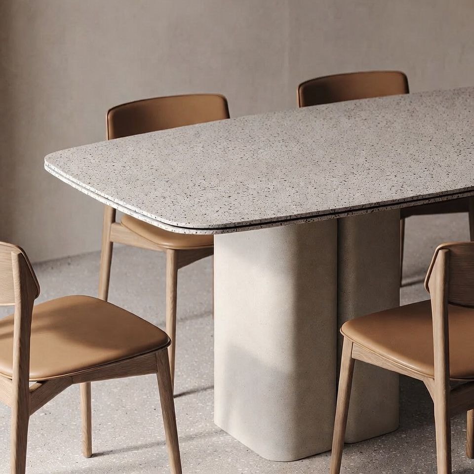 Обеденный стол на заказ из камня и микроцемента