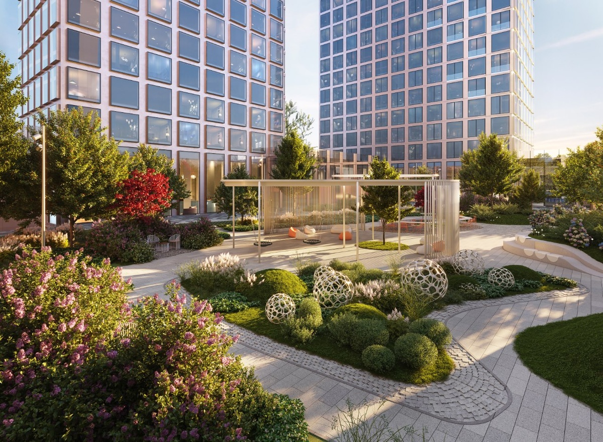 
Благоустройство при ЖК «Сезар Будущее». Рендер: Sezar Group