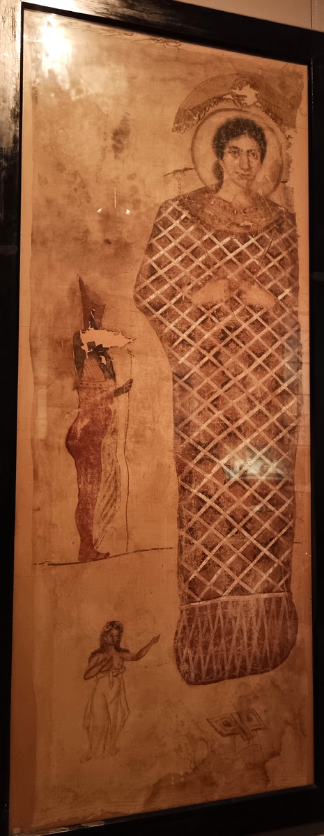 Погребальная пелена с изображением женщины. Римский период, II век н.э. Египет. Лён, клеевая краска.