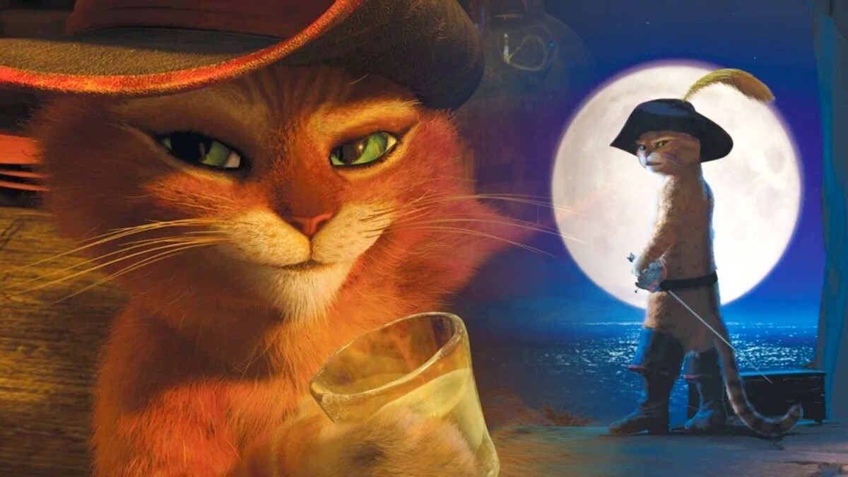    Кадры из первой части мультфильма "Кот в сапогах"