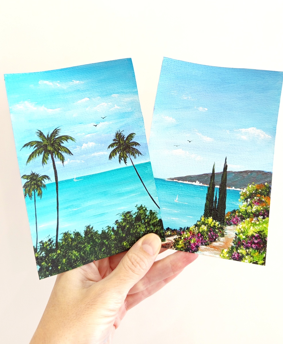 Мои картинки, нарисованные акриловой краской на бумаге.