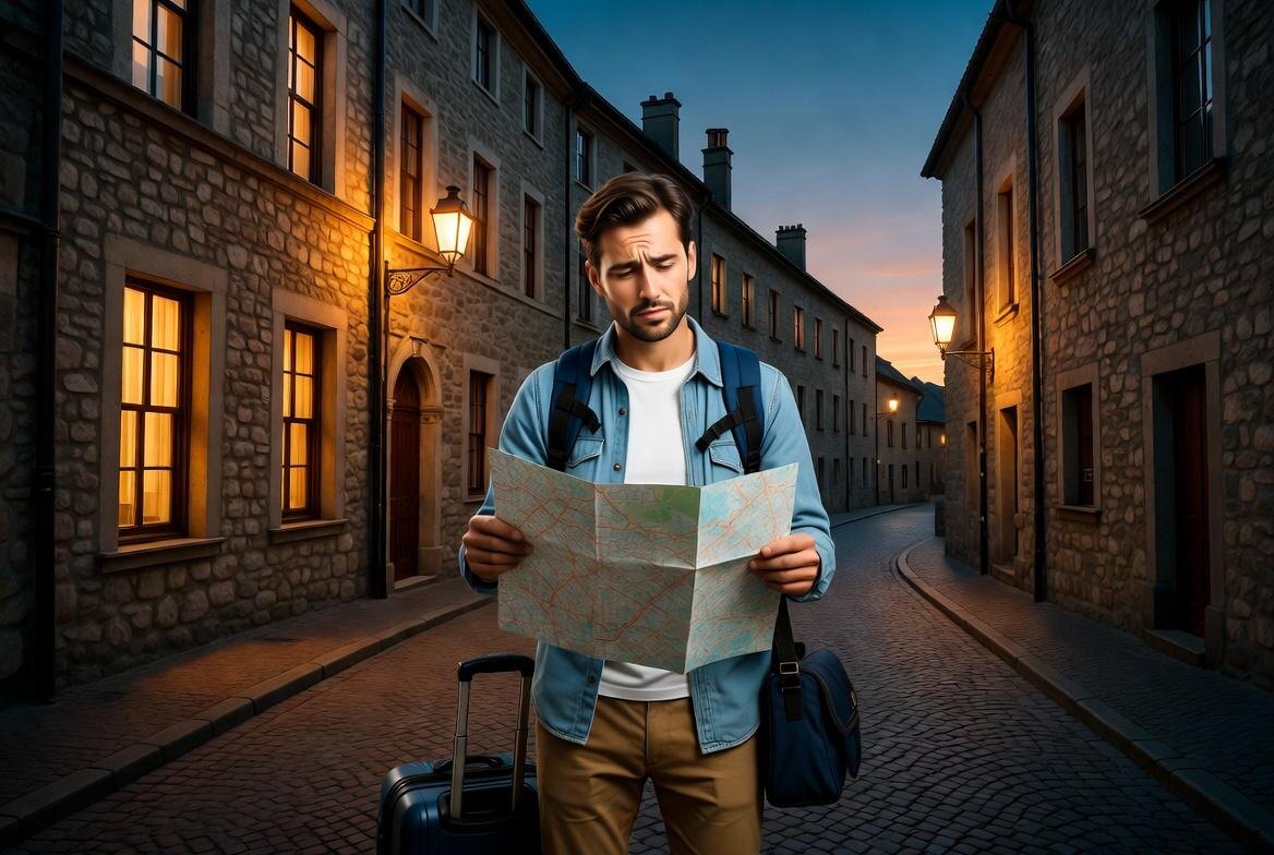 Турист в поисках отеля 