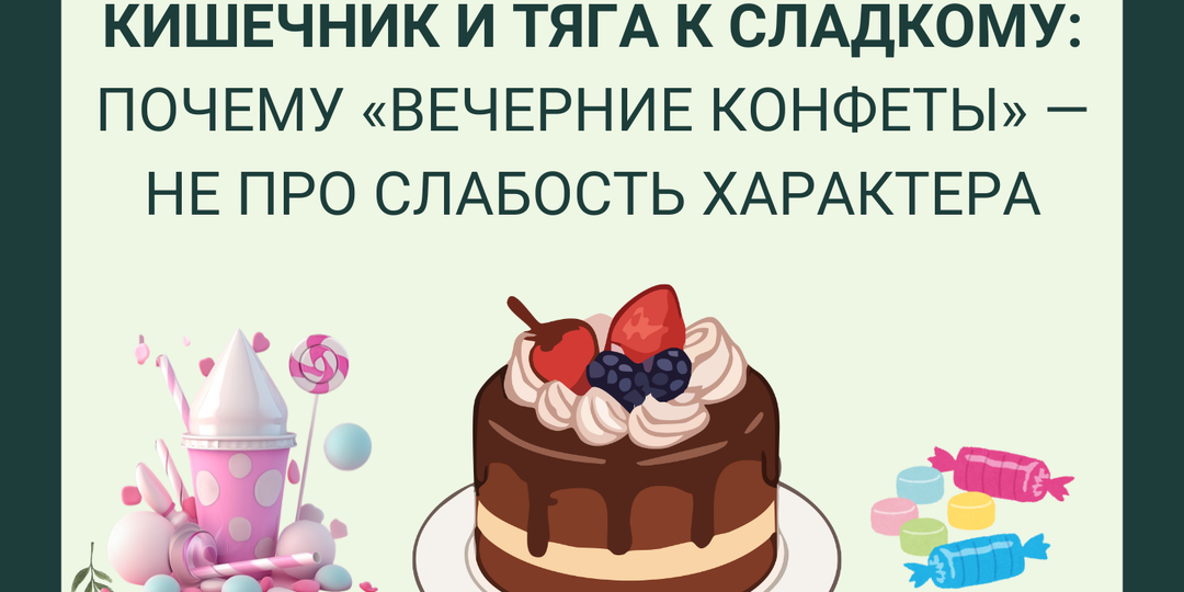 Кишечник и тяга к сладкому: почему «вечерние конфеты» — не про слабость характера