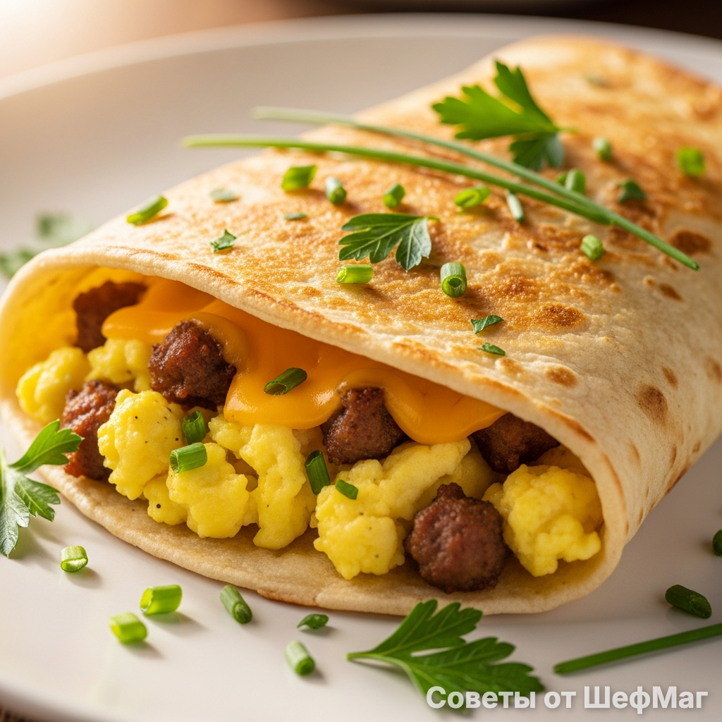 Идеальная форма и хрустящая корочка - результат запекания яиц прямо внутри лепешки.