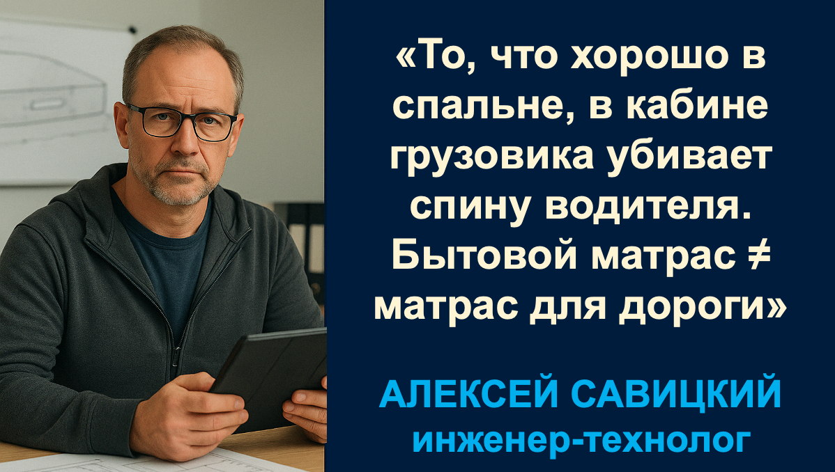 Инженер-технолог Алексей Савицкий о принципиальных различиях бытовых матрасов от матрасов для грузовиков. Фото СПАЛБЕР.