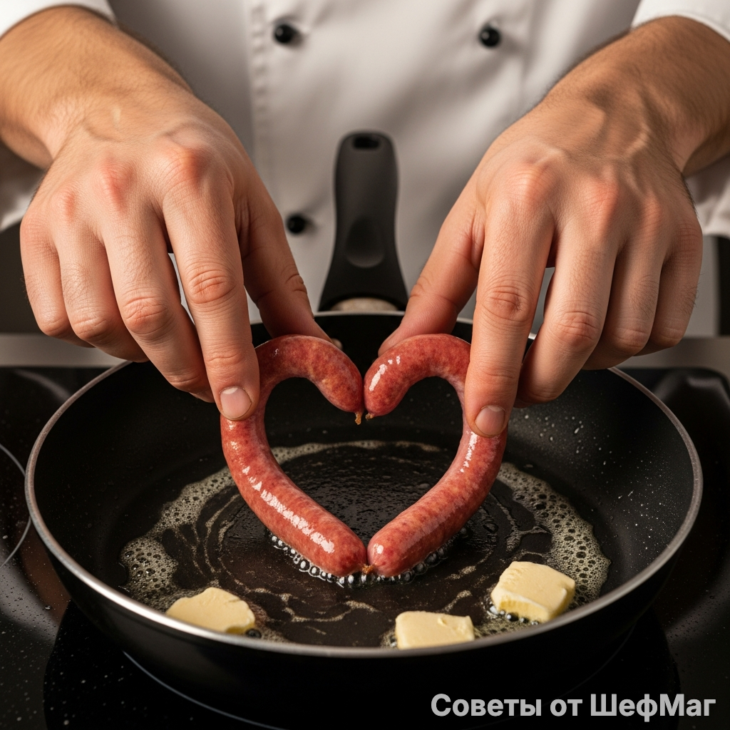 Важно зафиксировать сосиску так, чтобы дно было максимально плоским.