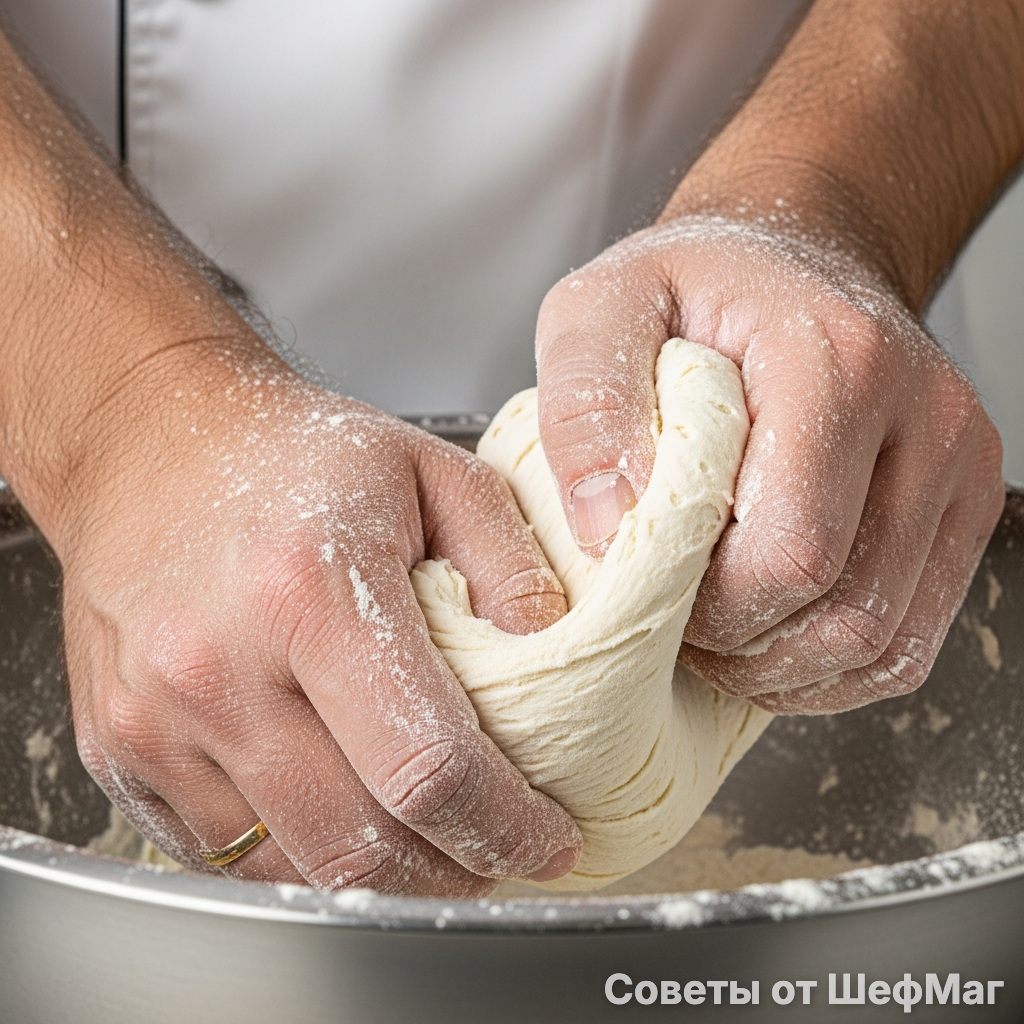 Тесто должно быть нежным и слегка липким — не забивайте его лишней мукой.