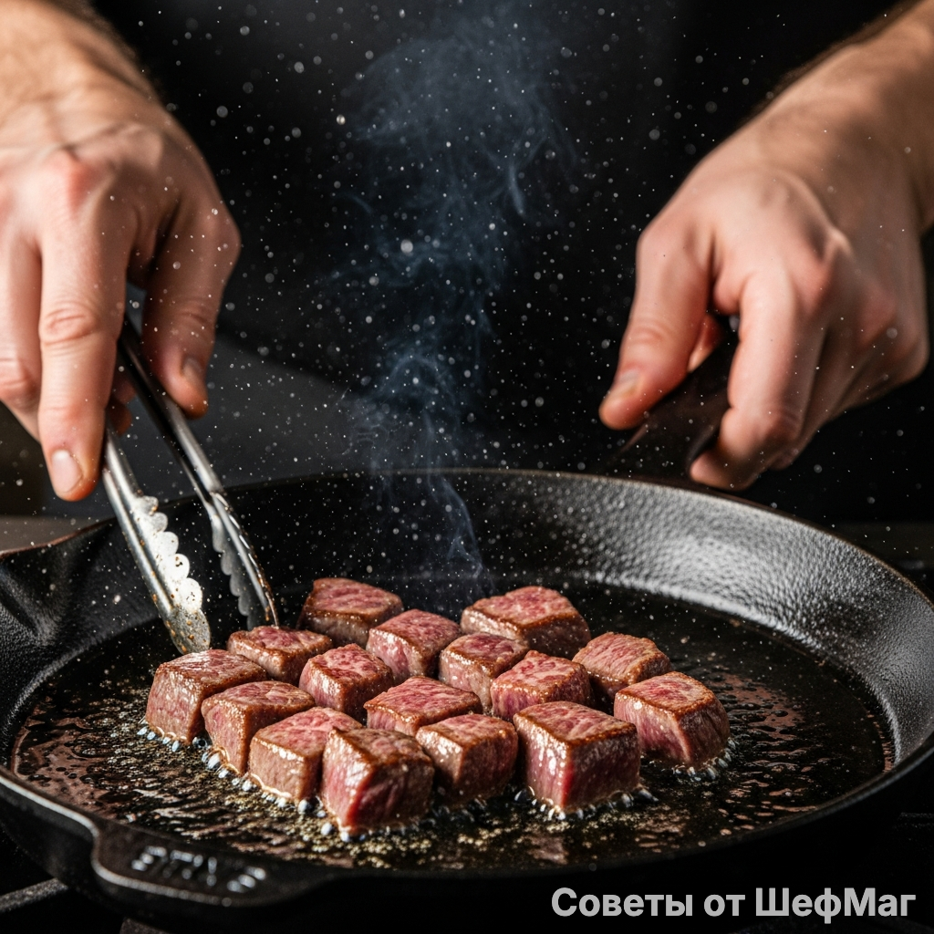 Важно: не перемешивайте мясо слишком часто, дайте корочке сформироваться.