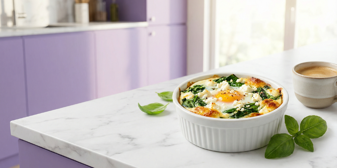 Яичная чашечка со шпинатом и фетой в аэрогриле — завтрак за 10 минут! Кеторецепт