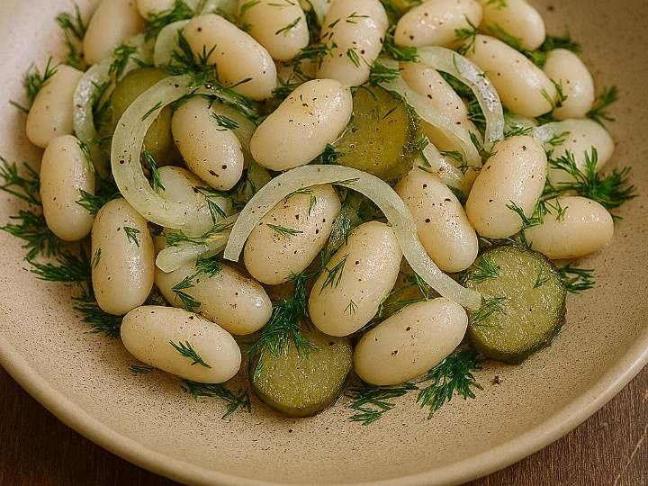 Салат из фасоли, лука и уксуса от бабы Вари