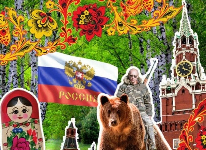 Сразу все российские символы согласно западным стереотипам.